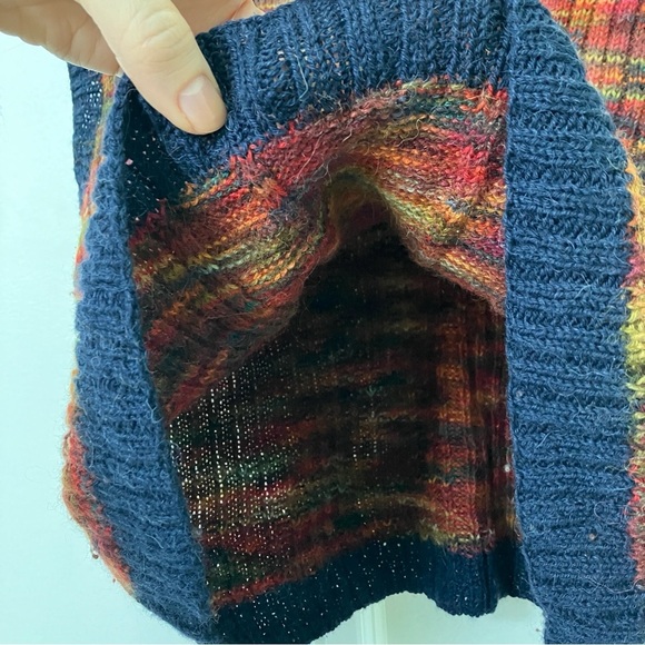 Handmade Multicolour Rust Knit V Neck Crop Vest - Picture 6 of 12